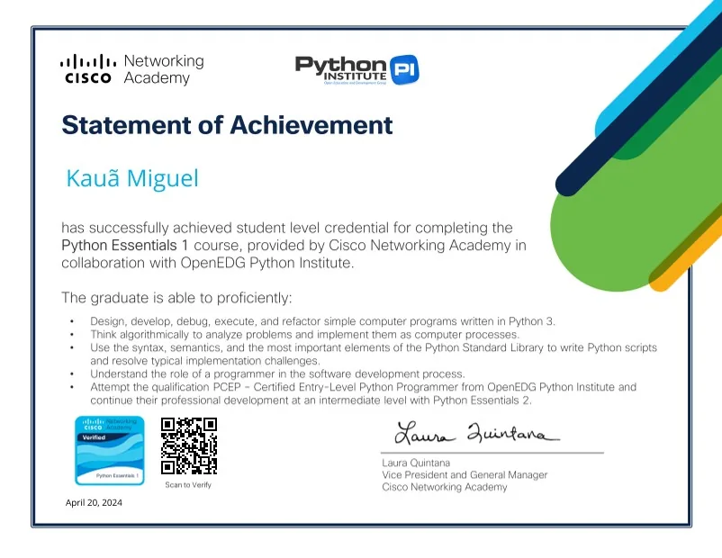 Certificado de Python Essentials 1