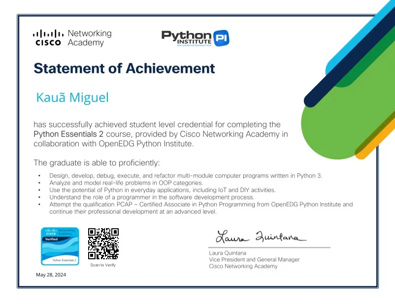 Certificado de Python Essentials 2